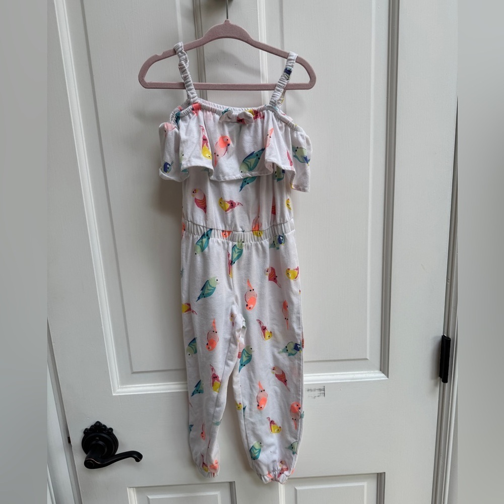 NWOT Wonderkids 3T White Tropical Parrot Camisole Sleeveless Jumpsuit